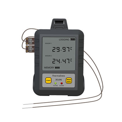 Segnalatore di dati di temperatura di tipo T ad alta precisione USB a doppio canale GRAY con custodia protettiva