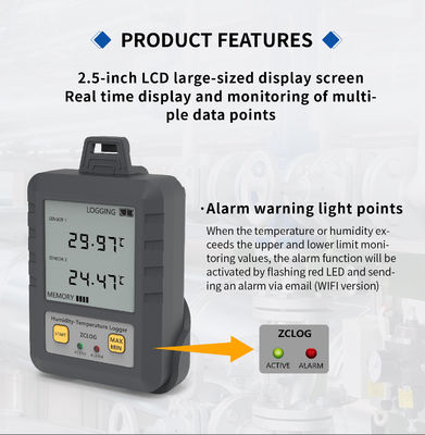 Intervallo di campionamento 0,1 min-24h Industria farmaceutica WIFI Display LCD Temperatura e umidità Data Logger